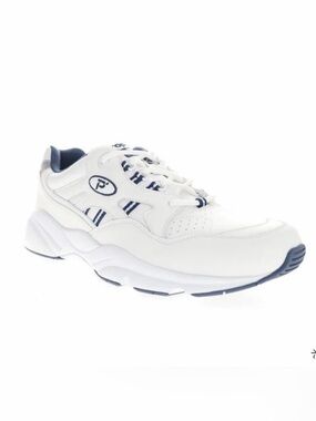 Propet M2034 Men’s Walking Shoes White Navy Leather Wide E US Size 16 Comfort